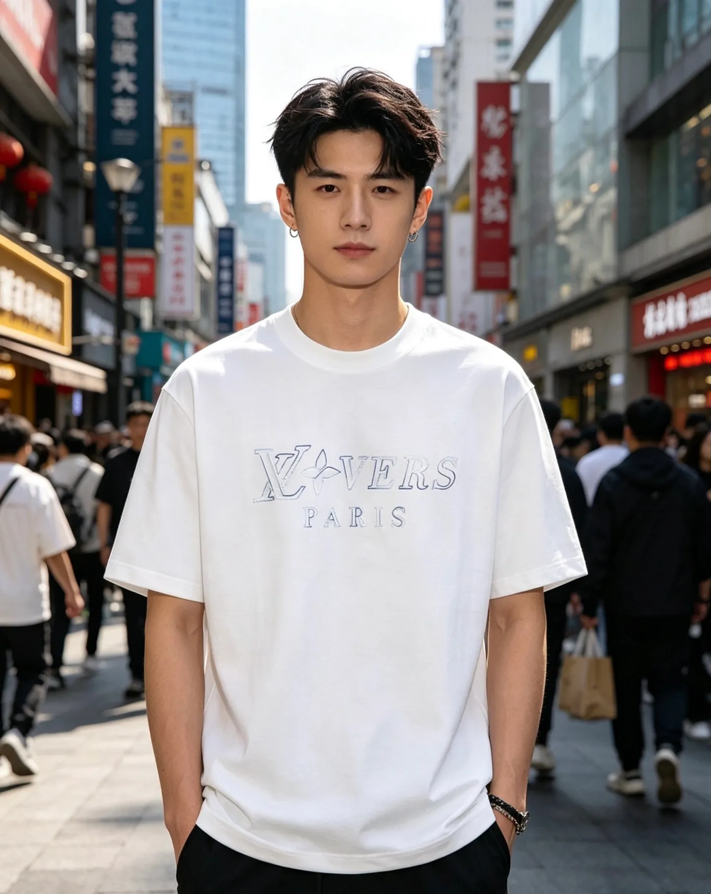 Louis Vuitton/Louis Vuitton colorful logo embroidered short sleeves